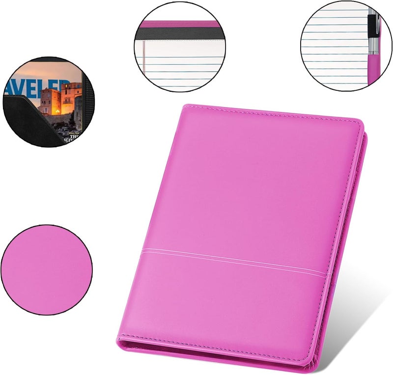 Konper Classic Padfolio/Junior Portfolio Folder Case, Business A5 Binder Organizer Notepad for Men Women, 5 x 8 Writing Pad Included, Rose Red - Image 5